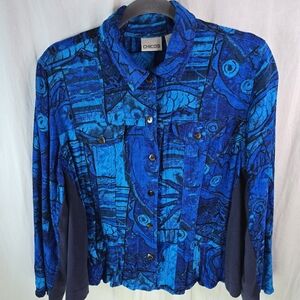 Chico's womens_buttondown jacket size 1=Small(8) in various blues